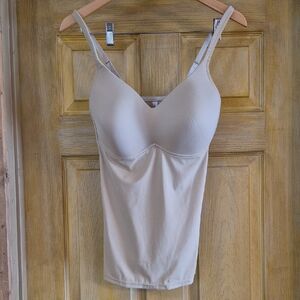 Rhonda Shear Beige Slimming Padded Bra Cami Shapewear Adjustable Straps Size XL
